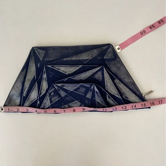 Issey‎ Miyake132 5 Origami Folded Cluch Convertible Shoulder Bag Navy Silver